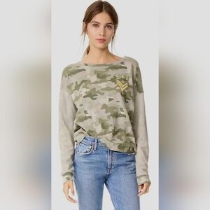 Rails Kelli Women's Crop Camouflage/Patch Cotton/Rayon Sweatshirt Large